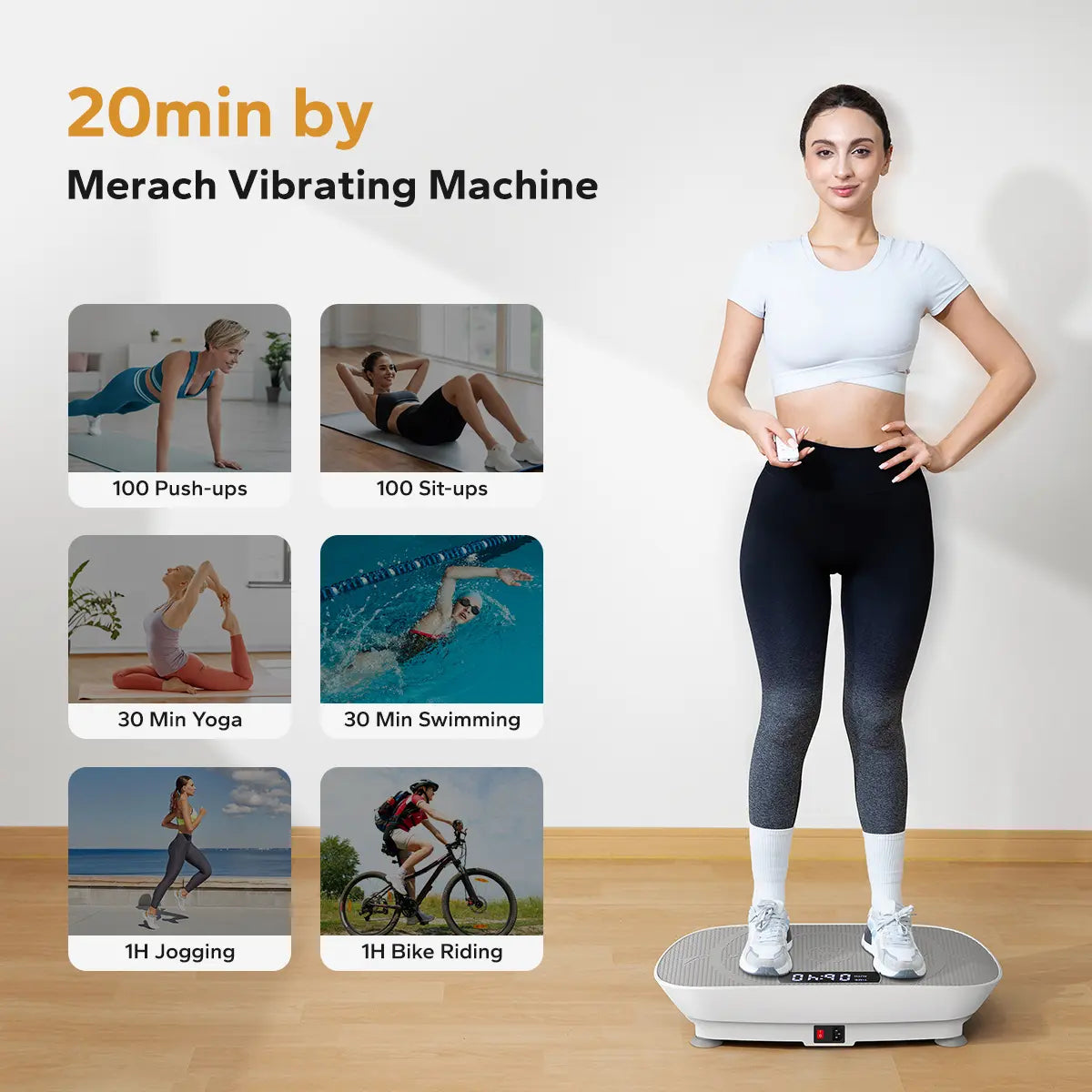 400LBS Compact Vibration Plate Machine, Lymphatic Drainage Full Body Home Workout Equipment | Summervibes