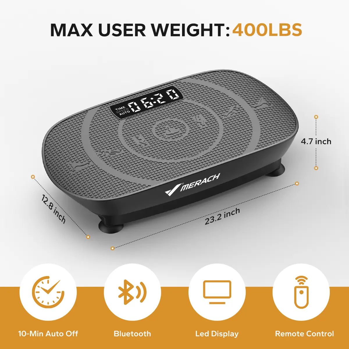 400LBS Compact Vibration Plate Machine, Lymphatic Drainage Full Body Home Workout Equipment | Summervibes