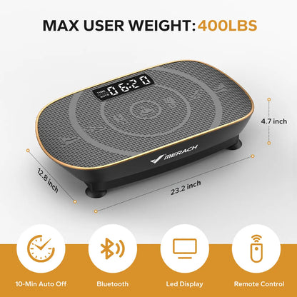 400LBS Compact Vibration Plate Machine, Lymphatic Drainage Full Body Home Workout Equipment | Summervibes